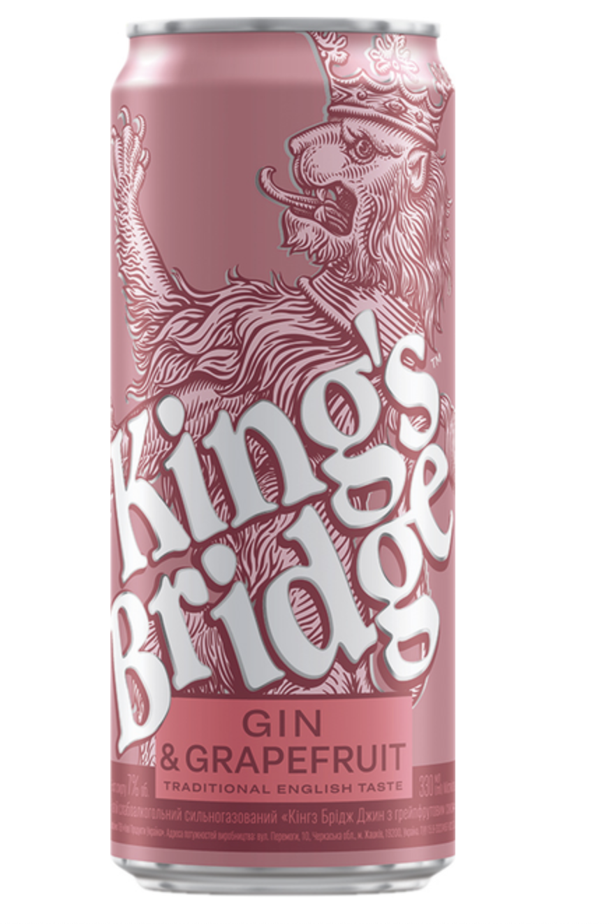 Напій King's Bridge Gin & Grapefruit с/а газ. 7% 0.33 л з/б